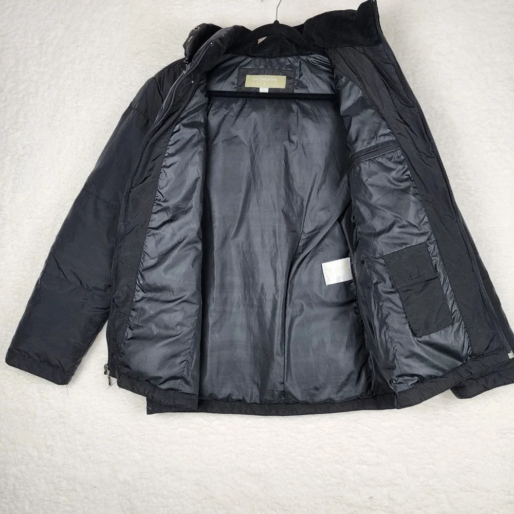 Liz Claiborne Womens Small Removable Hood Down Feather Puffer‎ Jacket Black